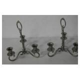 Pair of Metal 3 Light Table Top Candle Holders