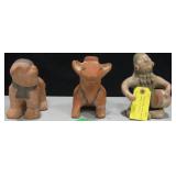 3 Commercial Mexican Indigenous Huastec Statues