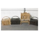Lot Of 4 Wood Magazine Racks