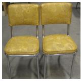 2 Vintage Aluminum & Yellow Foliate Kitchen Chairs