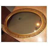 Gold Tone Foliated Oval Form Vanity Mirror
