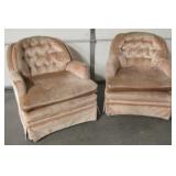 Pair of Vintage Soft Pink Lounging Chairs, 30.5"H