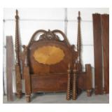 VNTG Pierced Wooden Bed Frame w/ Head/Footboard