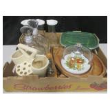 Various Glass, Ceramic, Wood Table Items & More