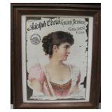 Coors Beer Lady In Pink Framed Repro Art