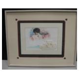 Signed P. Adams Mixed Media N.A. Woman Framed Art