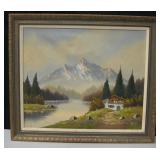 28.5" X 24.75" Framed Mountain Painting