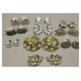 10 Pairs Of Vintage Costume Jewelry Earrings