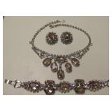 Vtg Costume Jewelry Necklace, Bracelet & Earrings