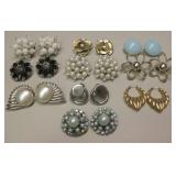 10 Pairs Of Vintage Costume Jewelry Earrings