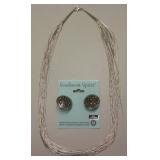 Sterling Silver Necklace & Sterling/Brass Earrings