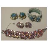 2 Sets - Vtg Costume Jewelry Bracelet & Earrings