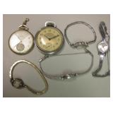 2 Vtg Pocket Watches & 4 Vtg Women