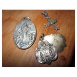 3 Sterling .925 Religious Pendants, Cross w/ Stone