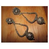 Moroccan Style Metal Sun & Orb Dangle Earrings