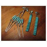 2 Pair of Silver & Turquoise Unmarked Earrings