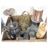 Various Candles & Metal Candle Holders