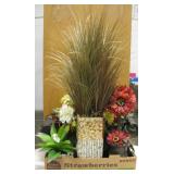 Various Resin & Ceramic Vases w/ Faux Plants