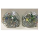 2 Glass Spice Jars Filled w/ Marbles