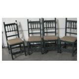 4 Wooden South West Styled Dark Green Chairs