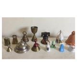 14 Various Sized Metal & Porcelain Bells & More