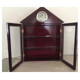 Polaris Co Wooden Wall Clock 3 Glass Shelf Display