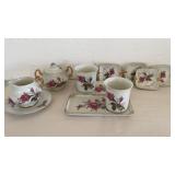 PInk Rose Porcelain Cups, Ashtrays, Creamer & More