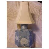 Japanese Raised Enamel Blue Jar Turned Lamp