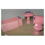 VNTG Miniature Pink Plastic Toilet, Sink & Bathtub