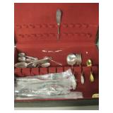 Lot of Various Stainless Community Utensils & Case