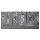 6 Looney Toons Metal Art Panels, 35.5" x 18"