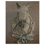 VNTG Cast Iron Horse Head Form Wall Hitching Ring