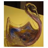 Murano Glass Swan Bowl - 6.5" Tall
