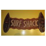 19.5" Long Carved Wood Tiki "Surf Shack" Sign