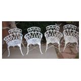 4 Cast Aluminum White Ornate Patio Chairs