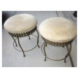 2 Small Metal Stools w/ Padded Seats - 18" Tall