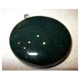 1.5" Diameter Sterling Silver & Green Cab Pendant