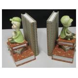 VNTG Figural Porcelain & Fabric Coin Bank Bookends