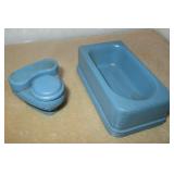 VNTG Miniature Wooden Blue Toilet & Tub