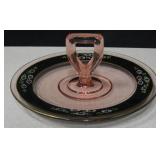 VNTG Pink & Black Floral Sandwich Vaseline Plate