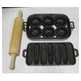 VNTG Iron Cast Bake Molds & Kitchen Roller Pin