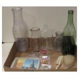 Lot of Various Vintage Glass Bottles & Other Items