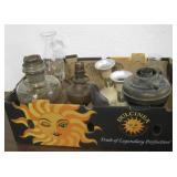 Lot of Brass, Glass & Aluminum Hurricane Gas Lamps