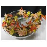 Festive Faux Floral Insert Glass Bowl & Deco Vine