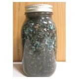 Mason Jar Filled w/ Turquoise Pebbles & Water