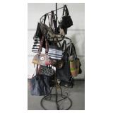 Retail Spiral Purse Stand & Various Purses 74"H