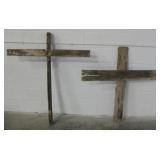 2 Crate Wood Made Lawn / Garden Crosses, 41 & 49"H