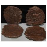 4 Ceramic Wood Form Woodland Animals Scene