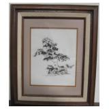 Pen & Ink "Tree & Brush" Signed Modanna M. Lane