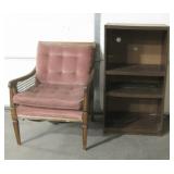 Vintage Pink Lounging Chair & 2 Shelf Cabinet